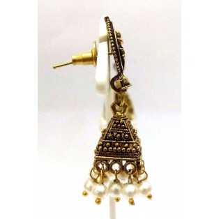 Golden Oxidized Earring Jhumka Jhumki Ethnic Jewelry Drop Chandelier Dangle AE11